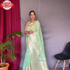 Light Green Pure Linen Banarasi Saree