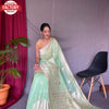 Light Green Pure Linen Banarasi Saree