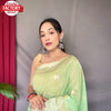 Light Green Pure Linen Banarasi Saree