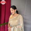 Light Grey Pure Linen Banarasi Saree