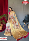 Off-white Organza Banarasi Digital Printed Saree