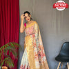 Off-white Organza Banarasi Digital Printed Saree