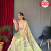 Light Golden Organza Banarasi Digital Printed Saree