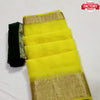 Yellow Pure Organza Banarasi Border Saree