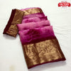 Dark Pink Shibori Dyed Pure Organza Banarasi Border Saree