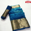 Blue Shibori Dyed Pure Organza Banarasi Border Saree