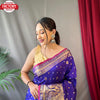 Deep Blue Pure Soft Silk Kanchipuram Saree