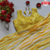 Yellow Shibori Print Georgette Saree With Readymade Blouse