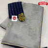 Ash Pure Organza Embroidered Saree