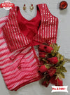 Red Shibori Print Georgette Saree With Readymade Blouse