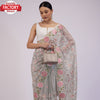Ash Pure Organza Multi-thread Embroidery Saree