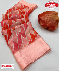 Multi-colour Georgette Saree With Silver Foil Work