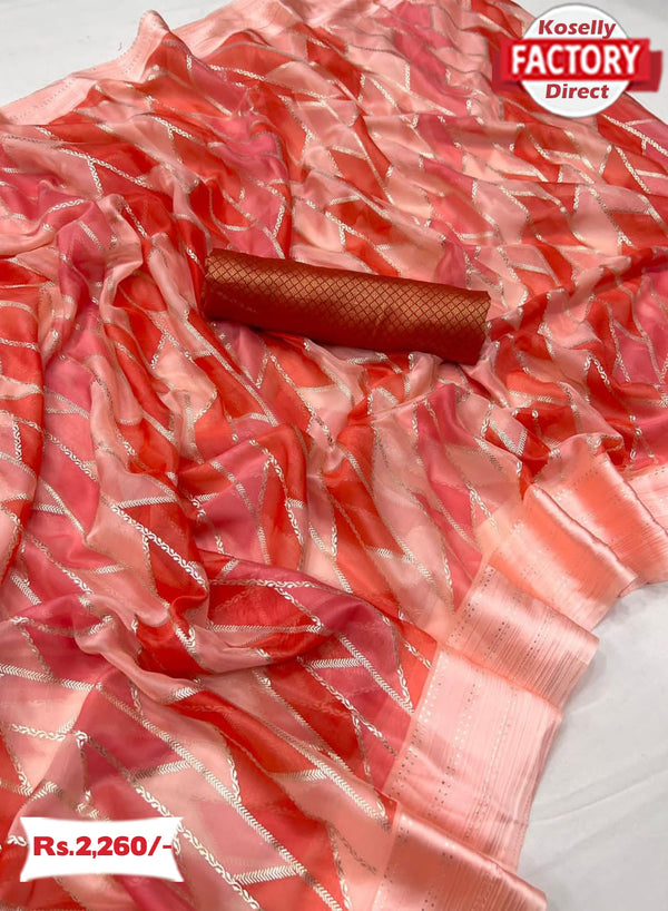 Multi-colour Georgette Saree With Silver Foil Work