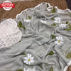 Ash Chiffon Silk Handprinted Saree