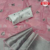 Baby Pink Pure Nylon Organza Silver Sequins Saree