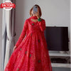 Red Bandhani Print Kurtha Palazzo Dupatta Set