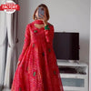 Red Bandhani Print Kurtha Palazzo Dupatta Set