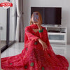 Red Bandhani Print Kurtha Palazzo Dupatta Set