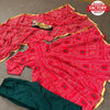 Red Bandhani Print Kurtha Palazzo Dupatta Set