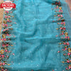 Sky Blue Multi-thread Embroidery Work Organza Saree