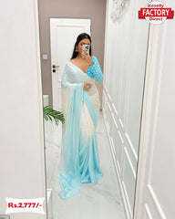 Multi-shaded Chinnon Silk Partywear Saree