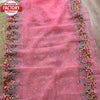 Pink Multi-thread Embroidery Work Organza Saree