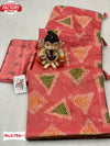 Coral Cotton Silk Saree With Fancy Work