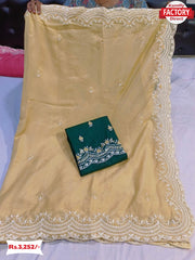 Light Yellow Organza Saree With Coding Embroidery