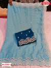 Sky Blue Organza Saree With Coding Embroidery