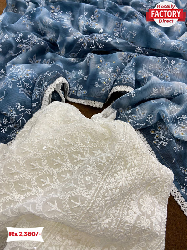 Soft Digital Printed Saree With Pigment Work