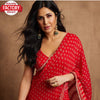 Red Pure Georgette Crochet Work Saree
