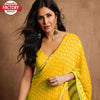Yellow Pure Georgette Crochet Work Saree