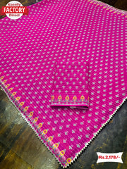 Pink Pure Georgette Crochet Work Saree