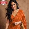 Orange Pure Georgette Crochet Work Saree