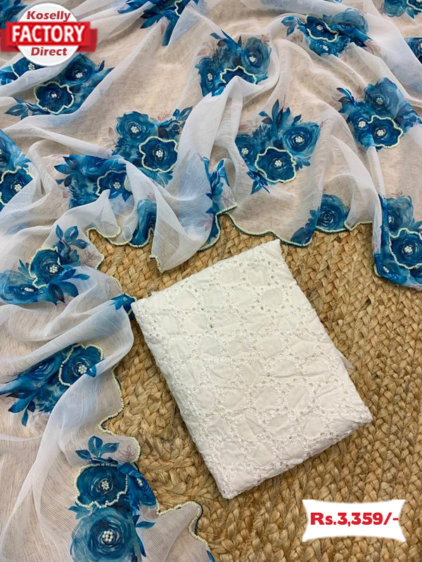 Pure Chiffon Silk Saree With Handwork