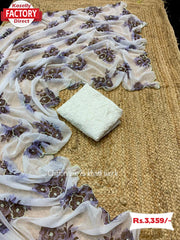 Pure Chiffon Silk Saree With Handwork