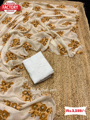 Pure Chiffon Silk Saree With Handwork