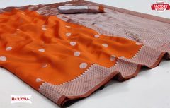 Soft Banarasi Silk Saree With Silver Blouse Piece