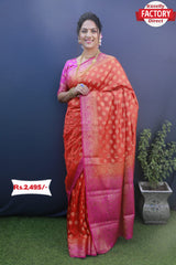 Vermillion Soft Banarasi Silk Saree