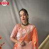 Orange Silver Zari Linen Saree