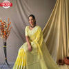 Yellow Silver Zari Linen Saree