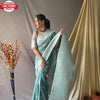 Baby Blue Silver Zari Linen Saree