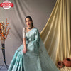 Baby Blue Silver Zari Linen Saree