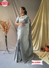 Silver Silver Zari Linen Saree
