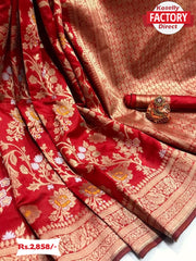 Red Banarasi Pure Silk Saree
