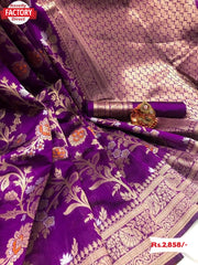 Purple Banarasi Pure Silk Saree