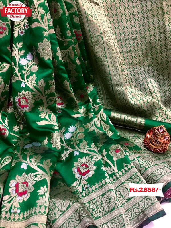 Green Banarasi Pure Silk Saree