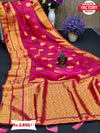 Hot Pink Pure Golden Zari Organza Banarasi Saree