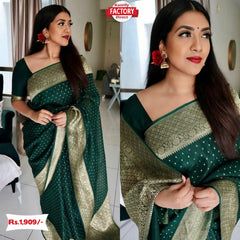 Green and Gold Banarasi Silk Saree