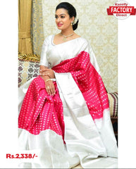 Pink and Silver Banarasi Silk Saree